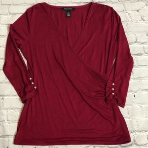 White House Black Market Tops - ⭐️ WHBM cranberry red long sleeve v-neck top White House Black Market Tops - ⭐️ WHBM cranberry red long sleeve v-neck top